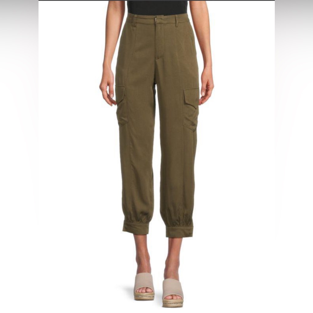 Etienne Marcel Women’s Cropped Ankle Snap Olive Green Cargo Pants Size 27. Nwt